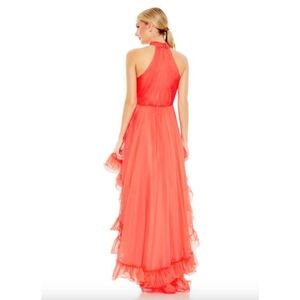 MAC DUGGAL Dress Size 12 Evening Gown Tangerine Orange Ruffle Tiered NEW